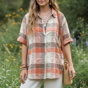 Penmans Floral Plaid Patchwork Shirt Blouse Cottagecore Boho 90’s Y2K Hippie
